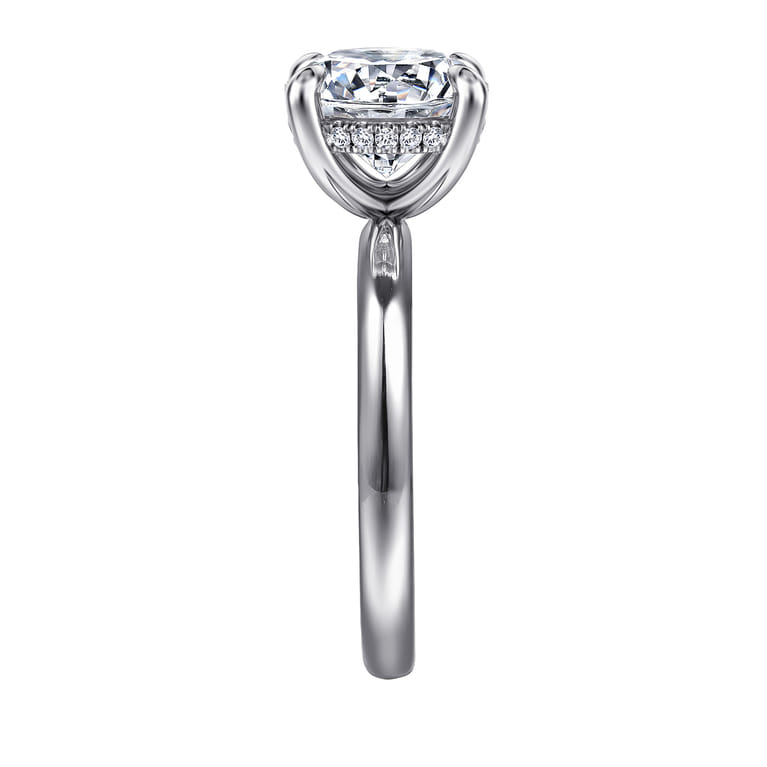 Peace - 14K White Gold Round Solitaire Diamond Engagement Ring - 0.08 ct - Shot 4