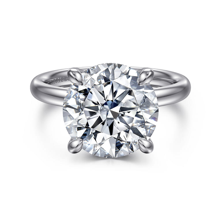 Peace - 14K White Gold Round Diamond Engagement Ring - 0.12 ct - Shot 1