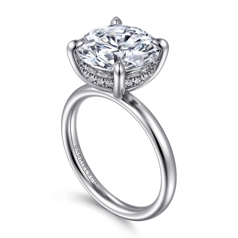 Peace - 14K White Gold Round Diamond Engagement Ring - 0.12 ct - Shot 3