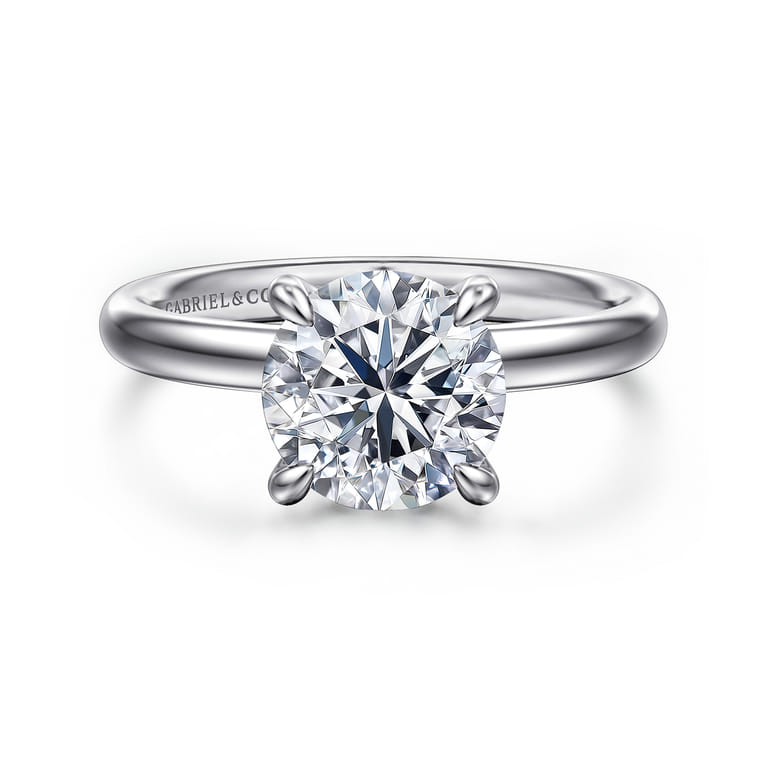 Peace - 14K White Gold Round Diamond Engagement Ring - 0.08 ct - Shot 1
