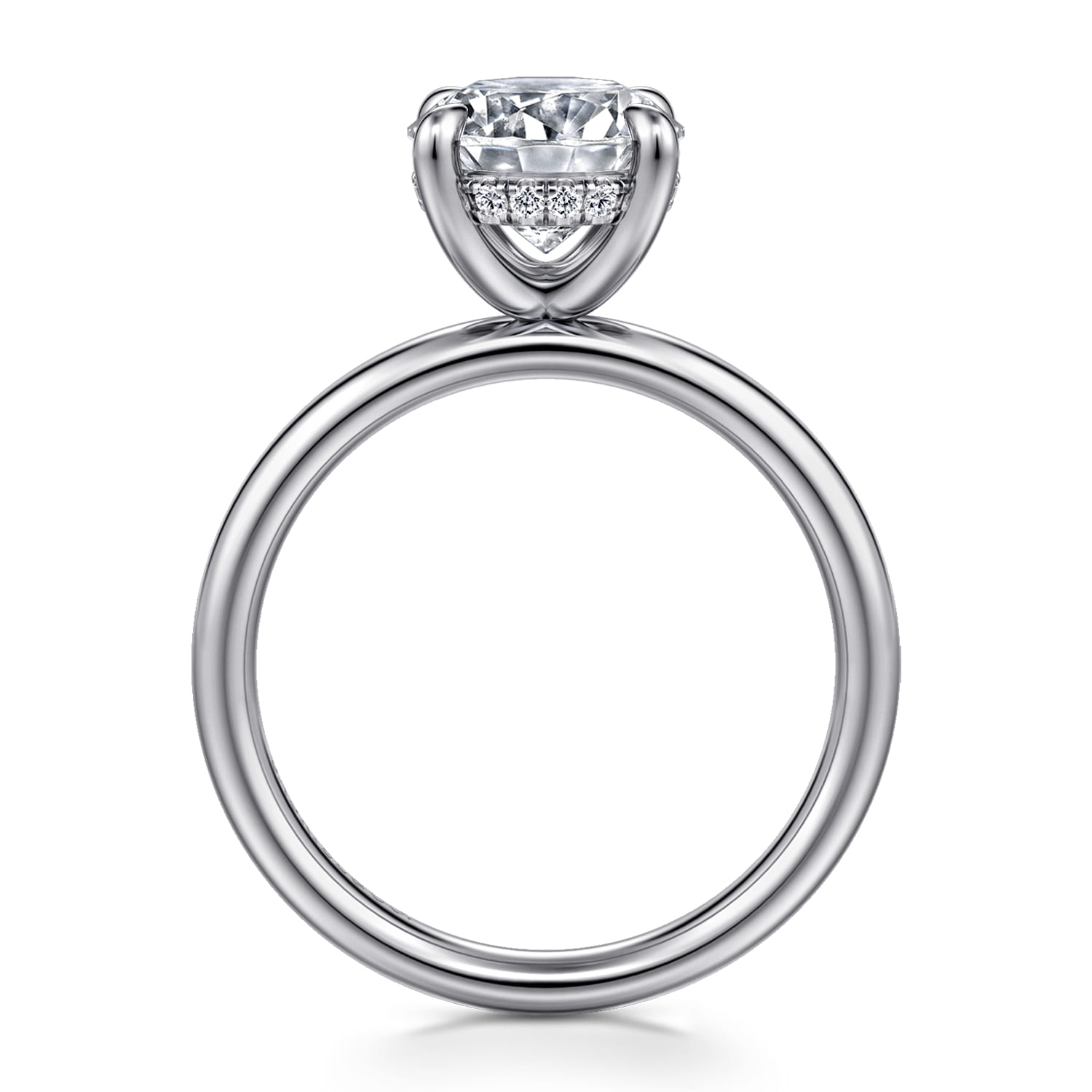 Peace - 14K White Gold Round Diamond Engagement Ring - 0.08 ct - Shot 2