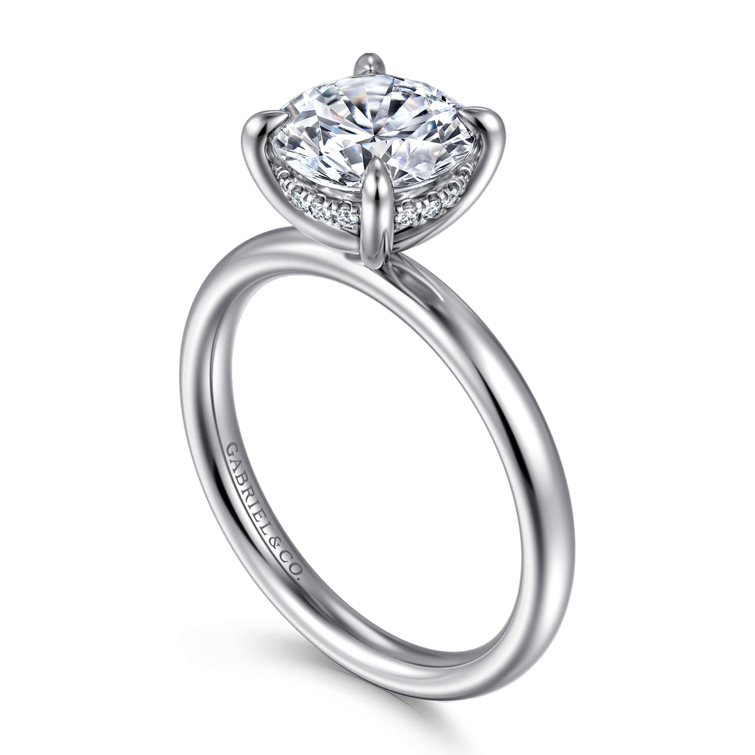 Peace - 14K White Gold Round Diamond Engagement Ring - 0.08 ct - Shot 3