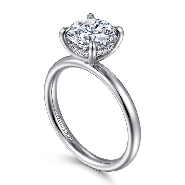 Peace - 14K White Gold Round Diamond Engagement Ring - 0.08 ct - Shot 3