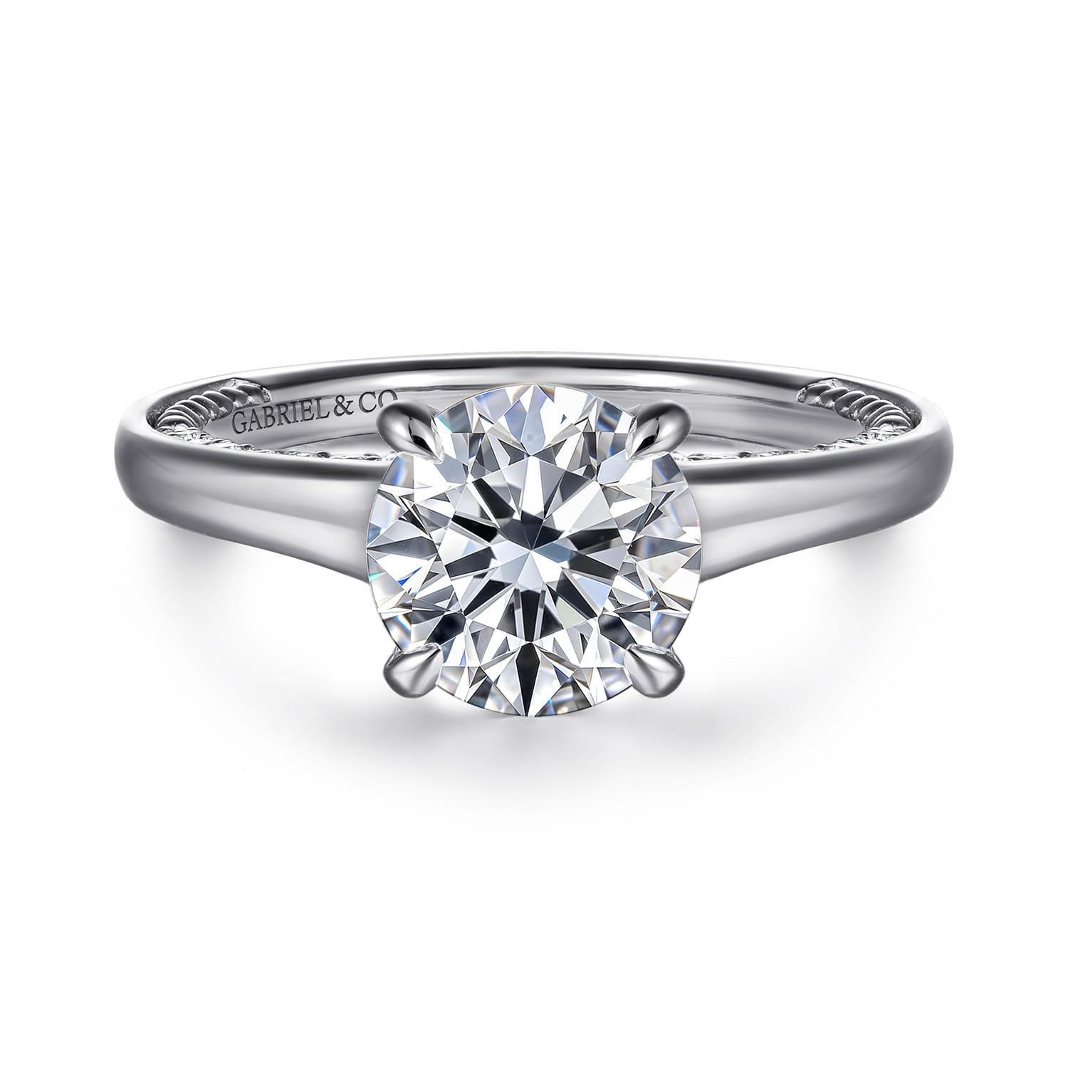 Rosey - 14K White Gold Round Diamond Engagement Ring - 0.35 ct - Shot 1