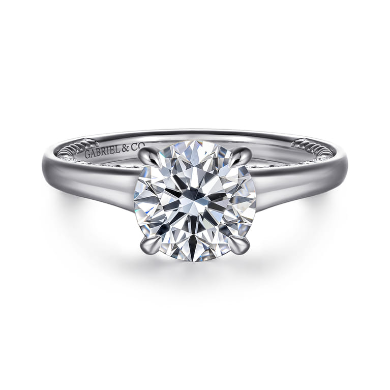 Rosey - 14K White Gold Round Diamond Engagement Ring - 0.35 ct - Shot 1