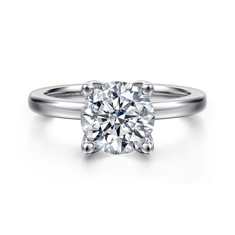 Abley - 14K White Gold Round Solitaire Diamond Engagement Ring - 0.05 ct - Shot 1