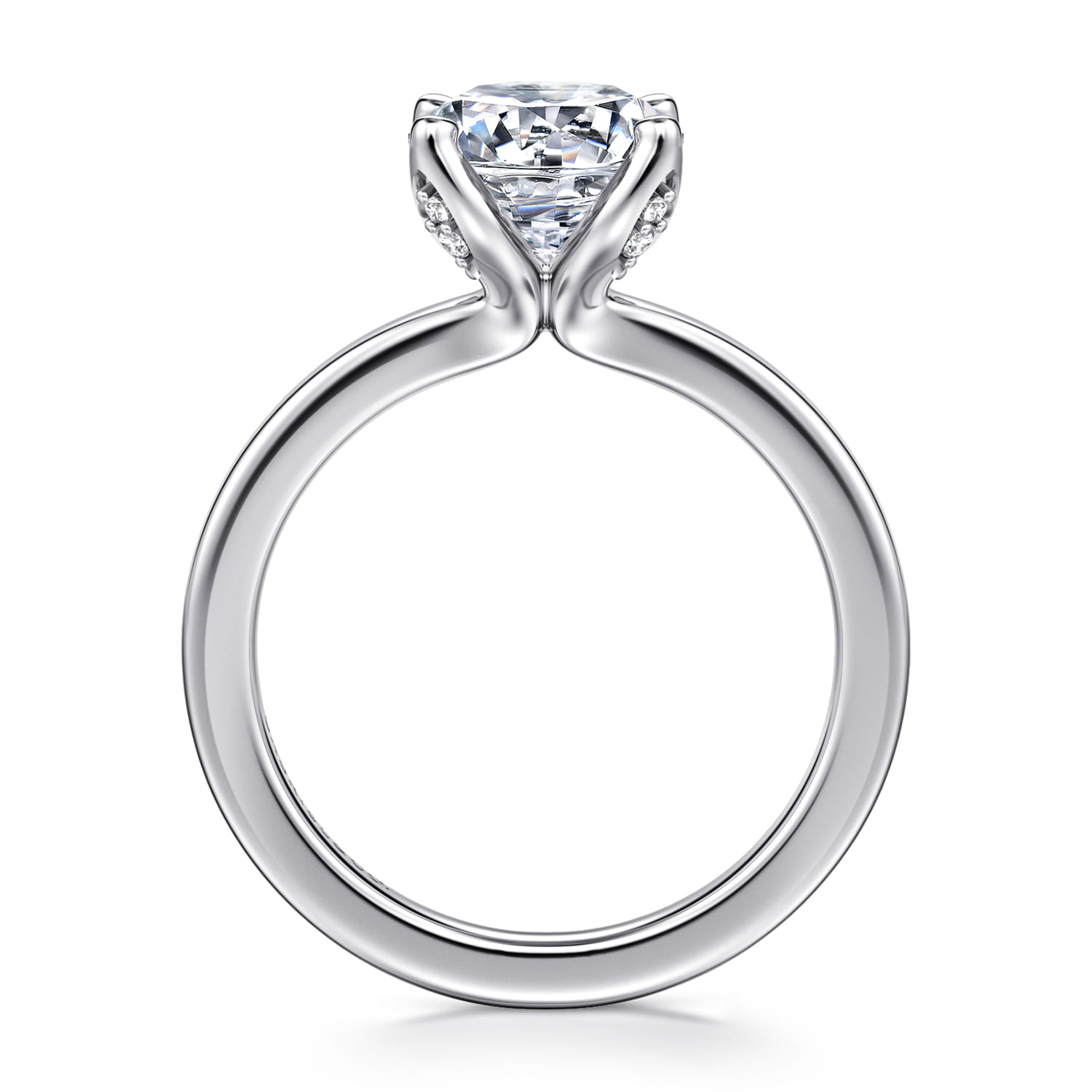 Abley - 14K White Gold Round Solitaire Diamond Engagement Ring - 0.05 ct - Shot 2