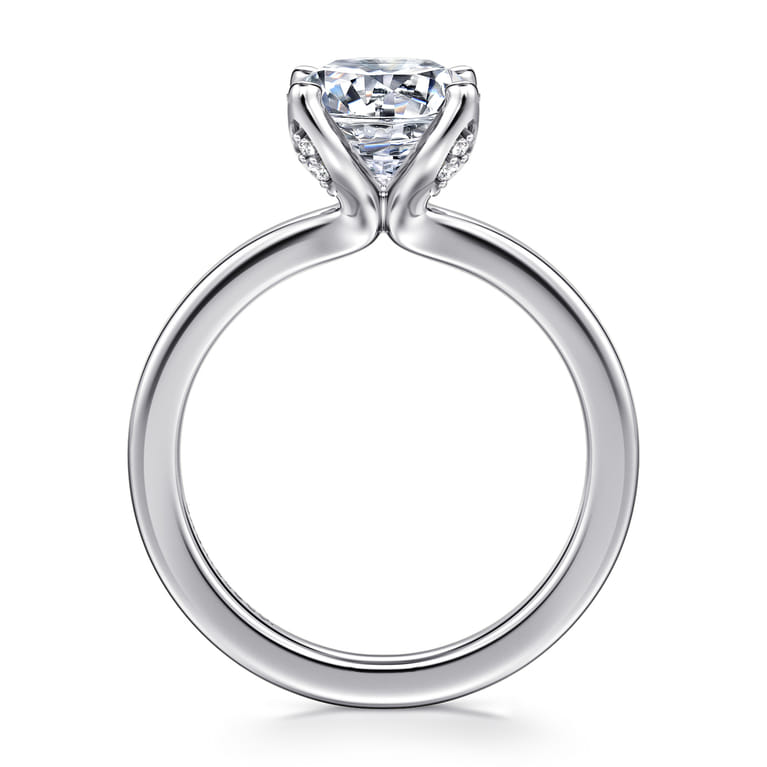 Abley - 14K White Gold Round Solitaire Diamond Engagement Ring - 0.05 ct - Shot 2