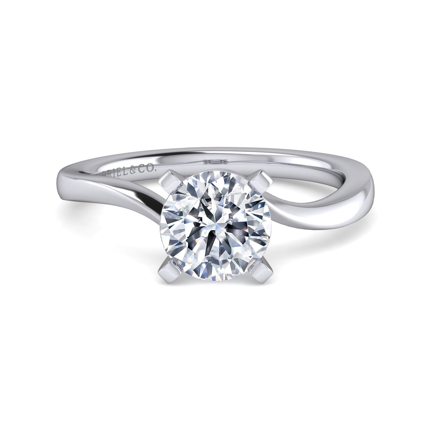 Blair - 14K White Gold Bypass Round Diamond Engagement Ring - Shot 1