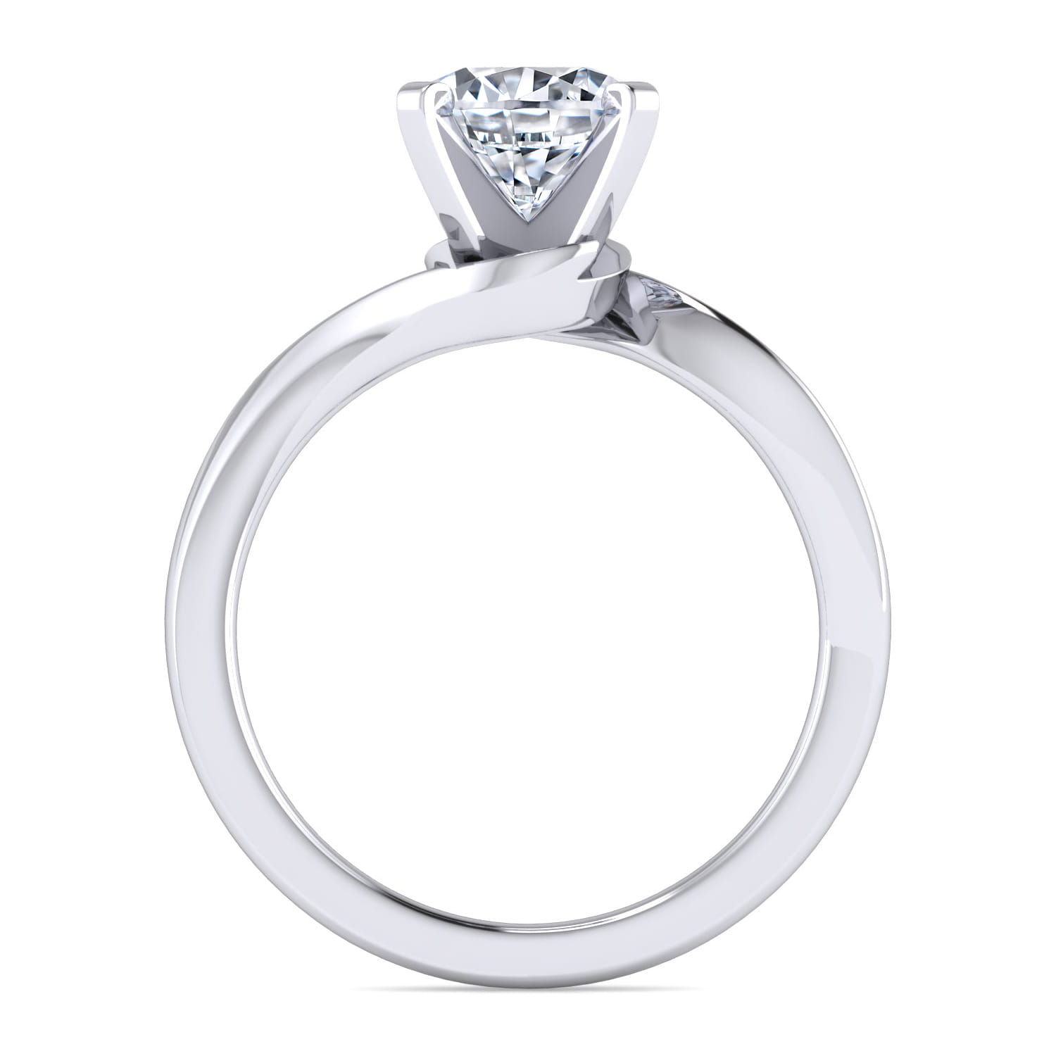 Blair - 14K White Gold Bypass Round Diamond Engagement Ring - Shot 2