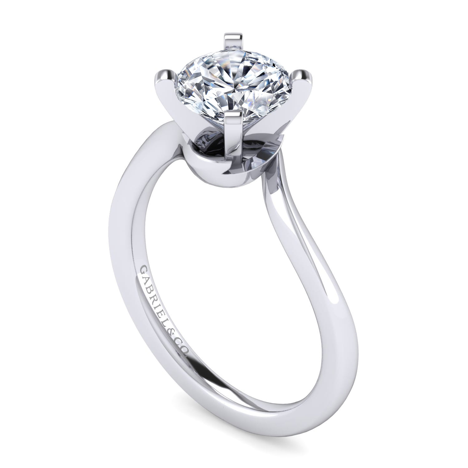 Blair - 14K White Gold Bypass Round Diamond Engagement Ring - Shot 3