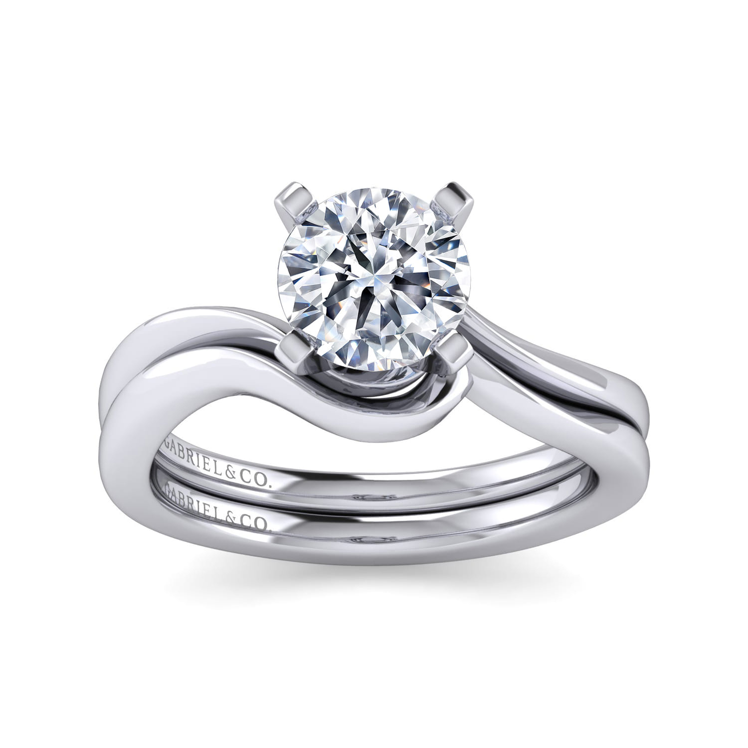 Blair - 14K White Gold Bypass Round Diamond Engagement Ring - Shot 4