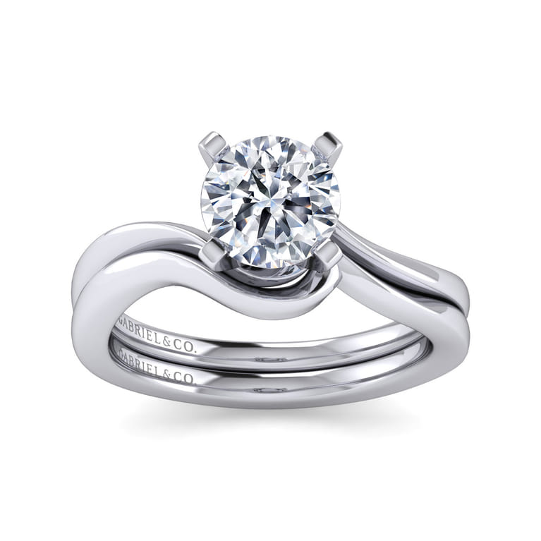 Blair - 14K White Gold Bypass Round Diamond Engagement Ring - Shot 4