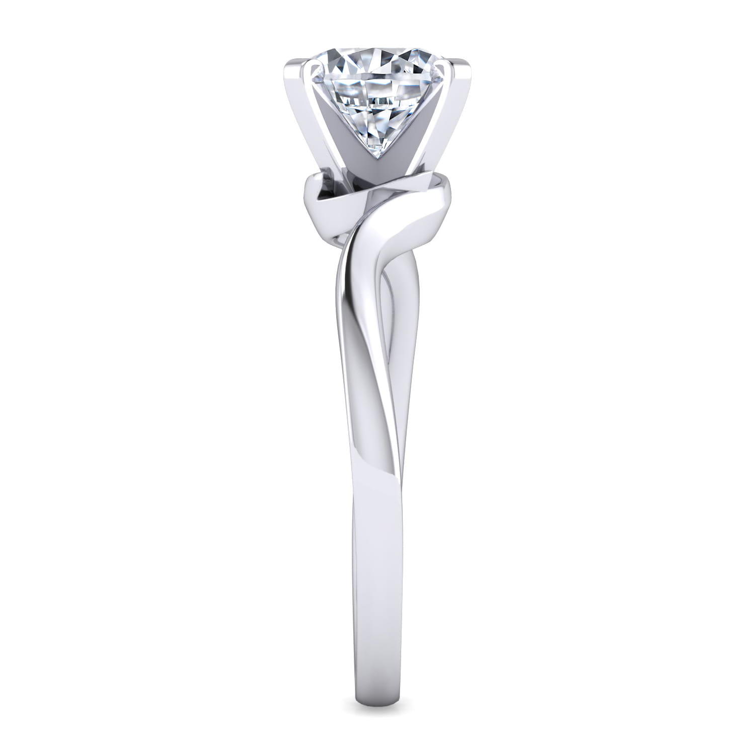 Blair - 14K White Gold Bypass Round Diamond Engagement Ring - Shot 5