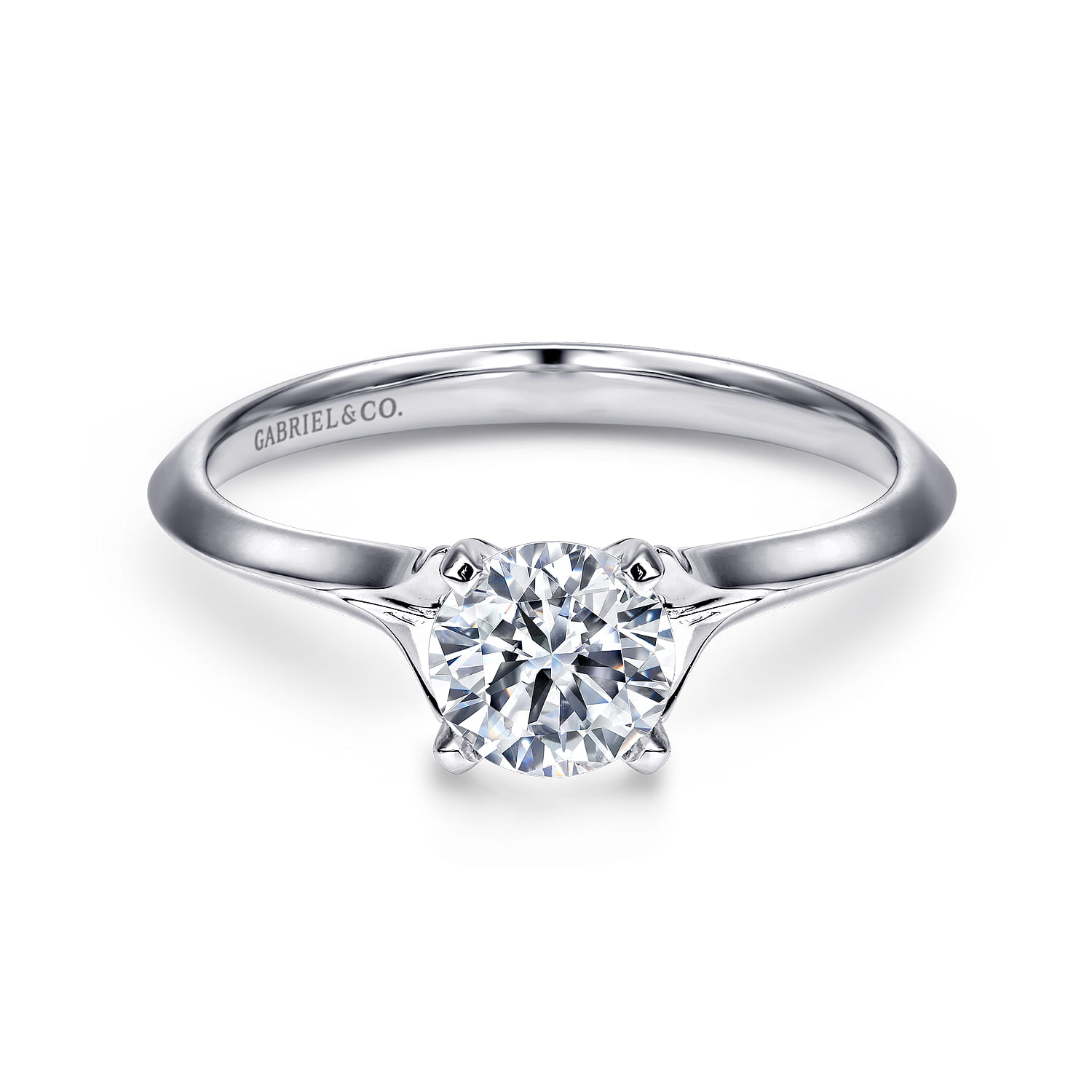 Ellis - 14K White Gold Round Diamond Engagement Ring - Shot 1