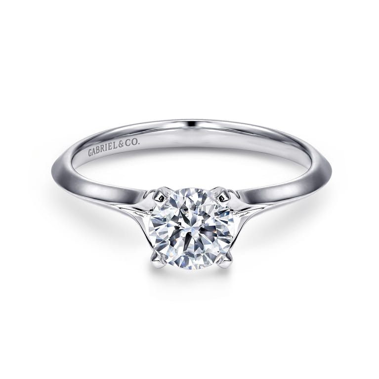 Ellis - 14K White Gold Round Diamond Engagement Ring - Shot 1