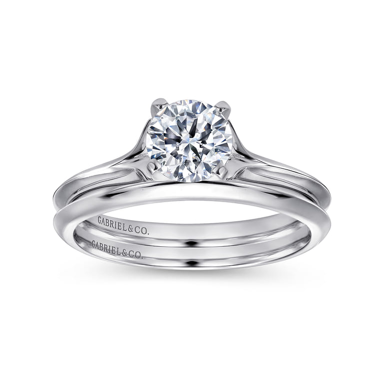Ellis - 14K White Gold Round Diamond Engagement Ring - Shot 4