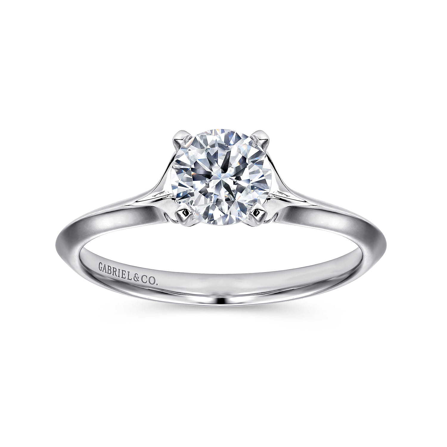 Ellis - 14K White Gold Round Diamond Engagement Ring - Shot 5