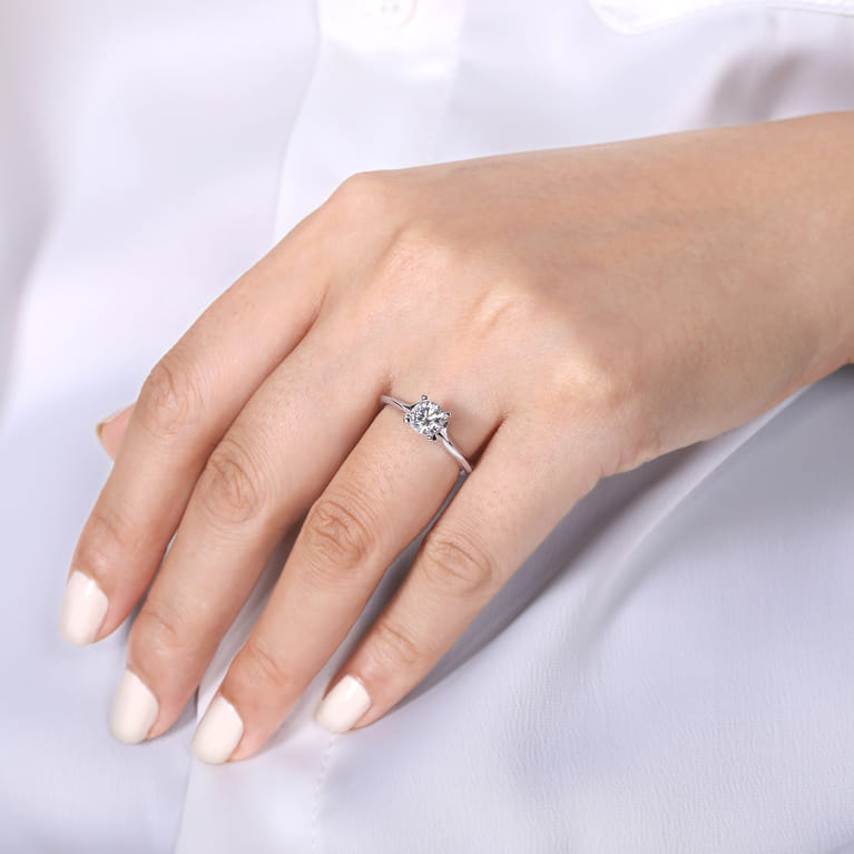 Ellis - 14K White Gold Round Diamond Engagement Ring - Shot 6