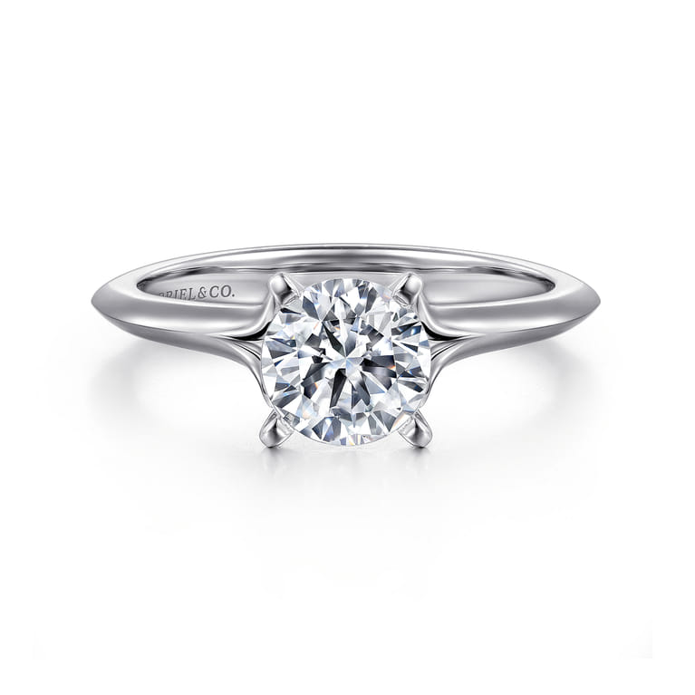 Ellis - 14K White Gold Round Diamond Engagement Ring - Shot 1