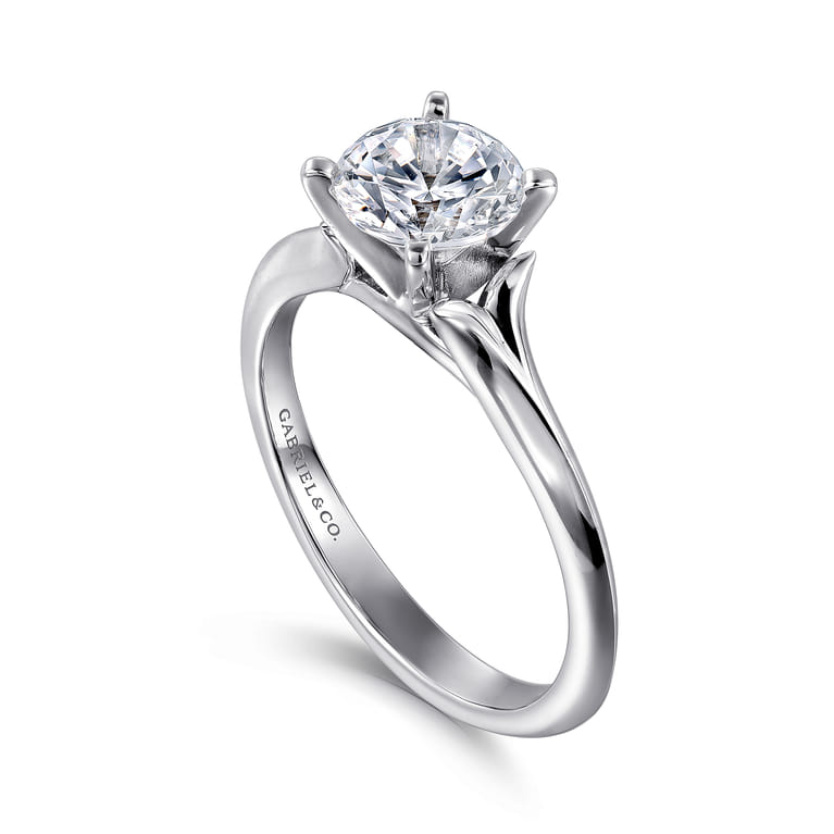 Ellis - 14K White Gold Round Diamond Engagement Ring - Shot 3