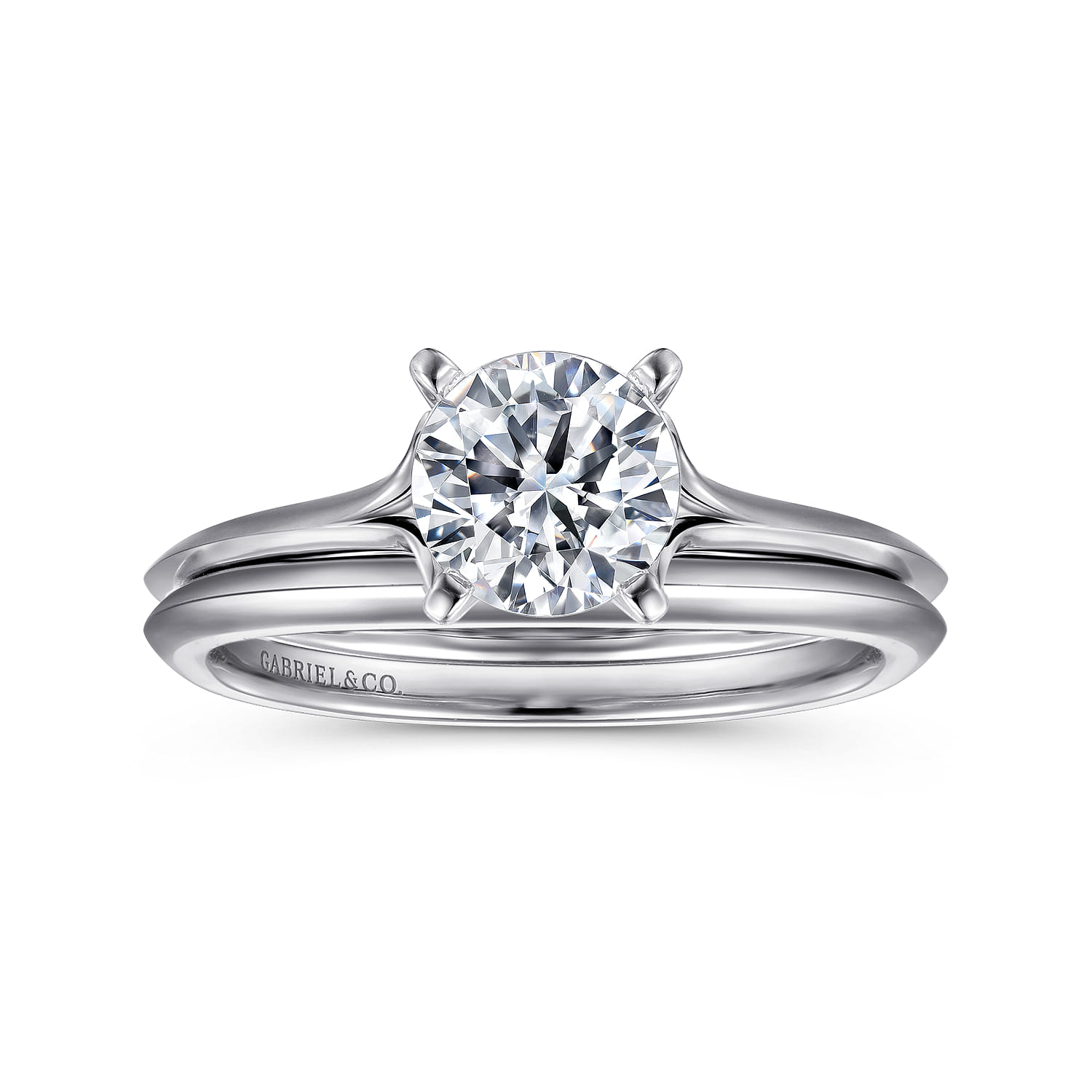 Ellis - 14K White Gold Round Diamond Engagement Ring - Shot 4