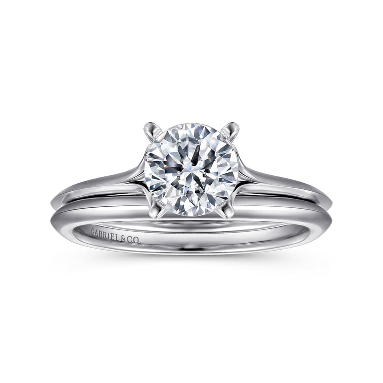 Ellis - 14K White Gold Round Diamond Engagement Ring - Shot 4