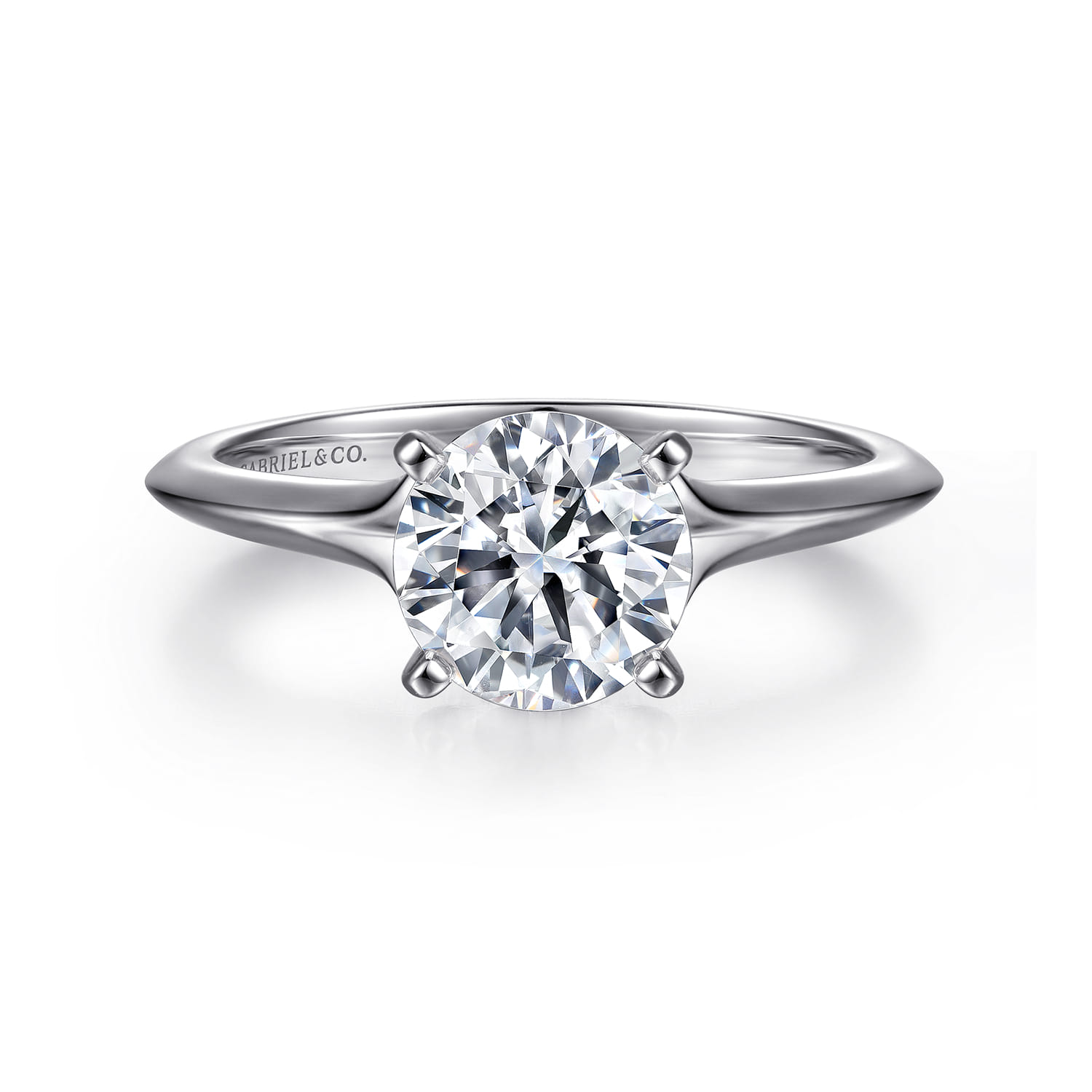 Ellis - 14K White Gold Round Diamond Engagement Ring - Shot 1