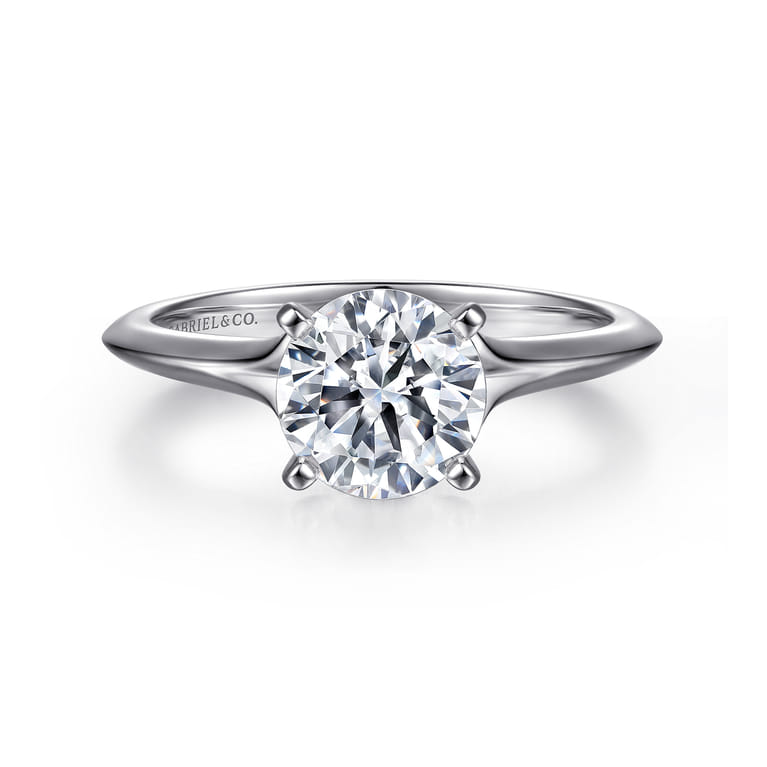 Ellis - 14K White Gold Round Diamond Engagement Ring - Shot 1