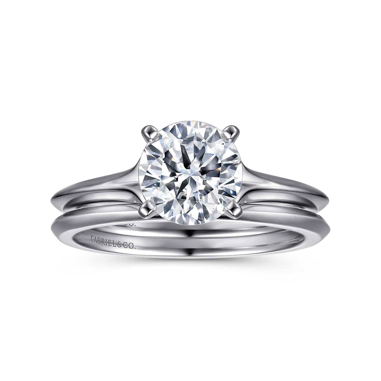 Ellis - 14K White Gold Round Diamond Engagement Ring - Shot 4