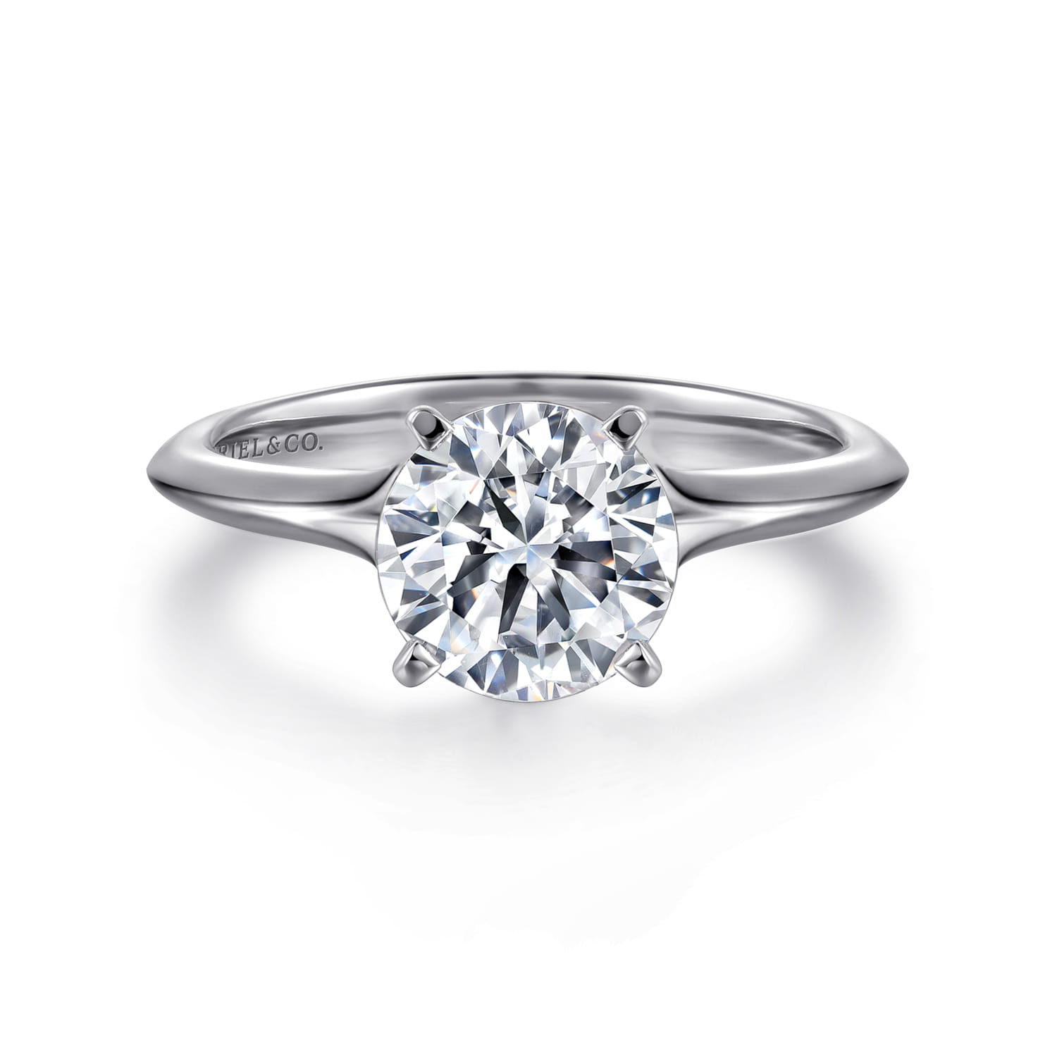 Ellis - 14K White Gold Round Diamond Engagement Ring - Shot 1