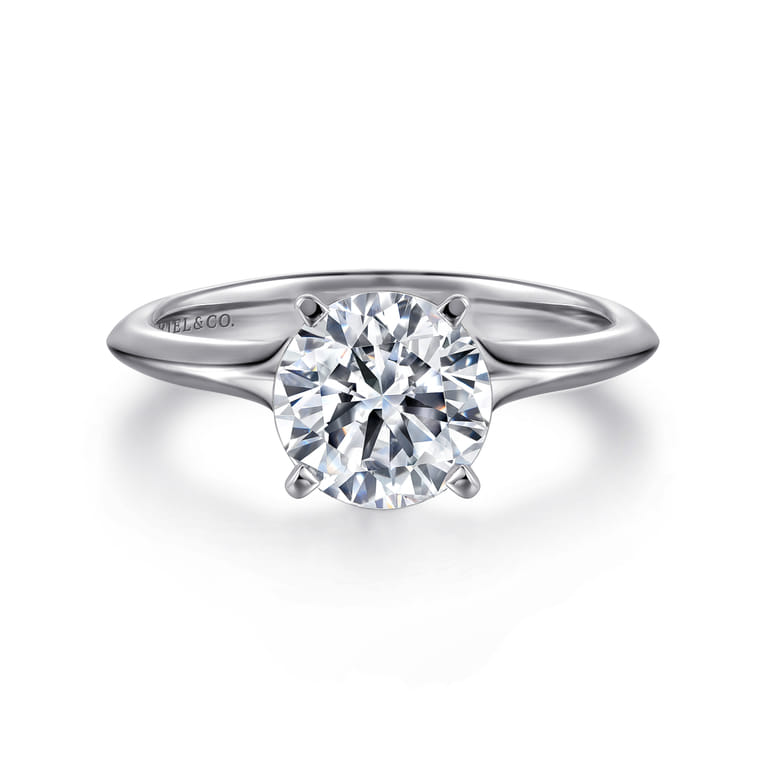 Ellis - 14K White Gold Round Diamond Engagement Ring - Shot 1