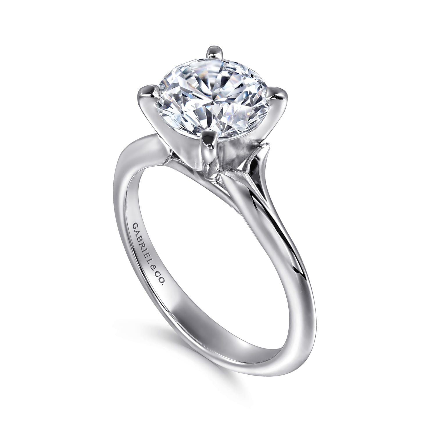 Ellis - 14K White Gold Round Diamond Engagement Ring - Shot 3