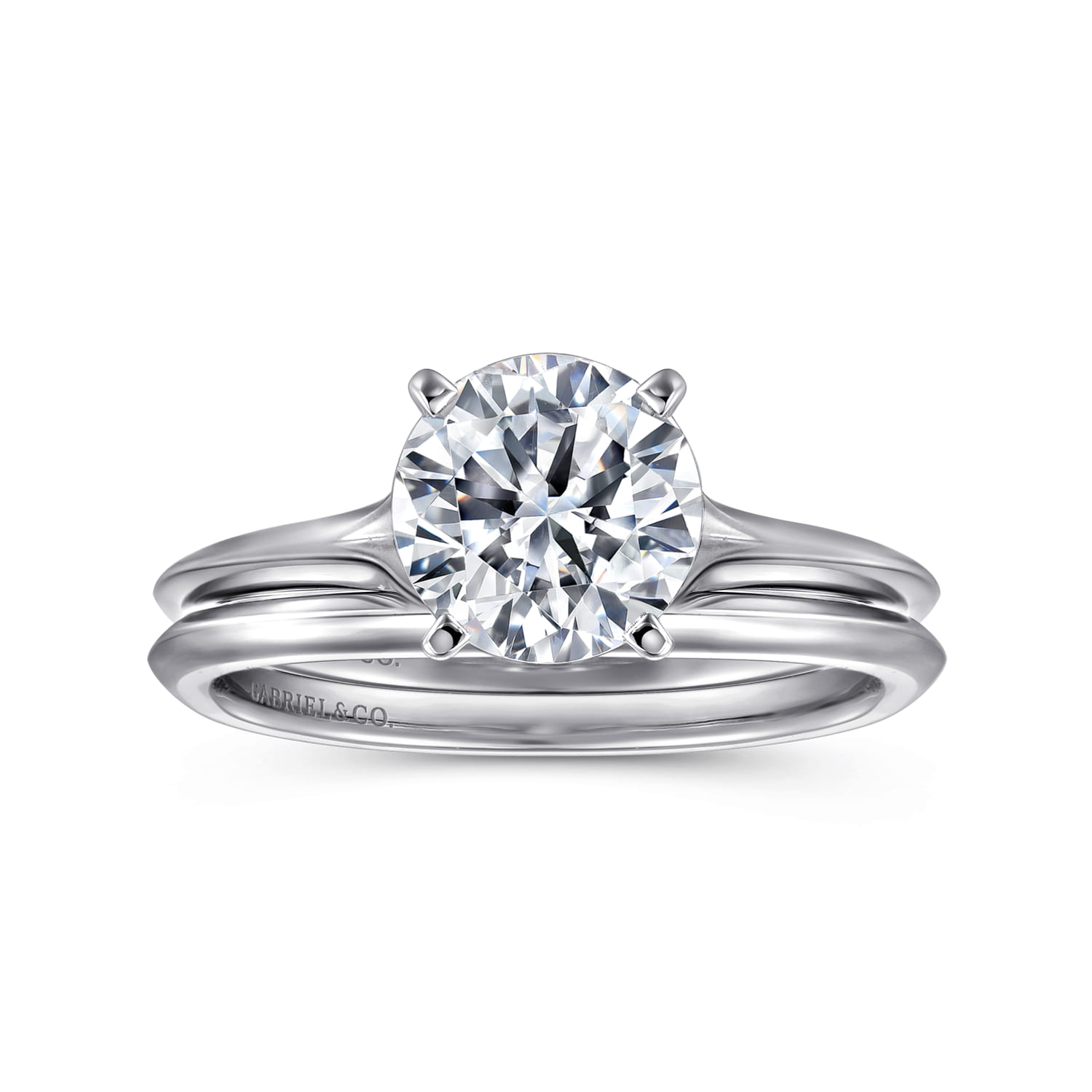 Ellis - 14K White Gold Round Diamond Engagement Ring - Shot 4