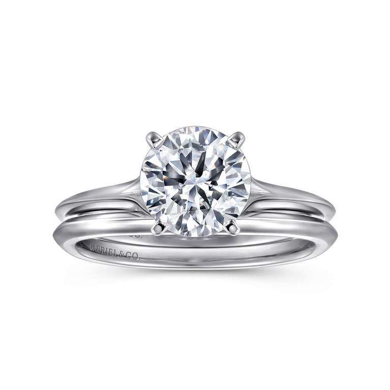 Ellis - 14K White Gold Round Diamond Engagement Ring - Shot 4