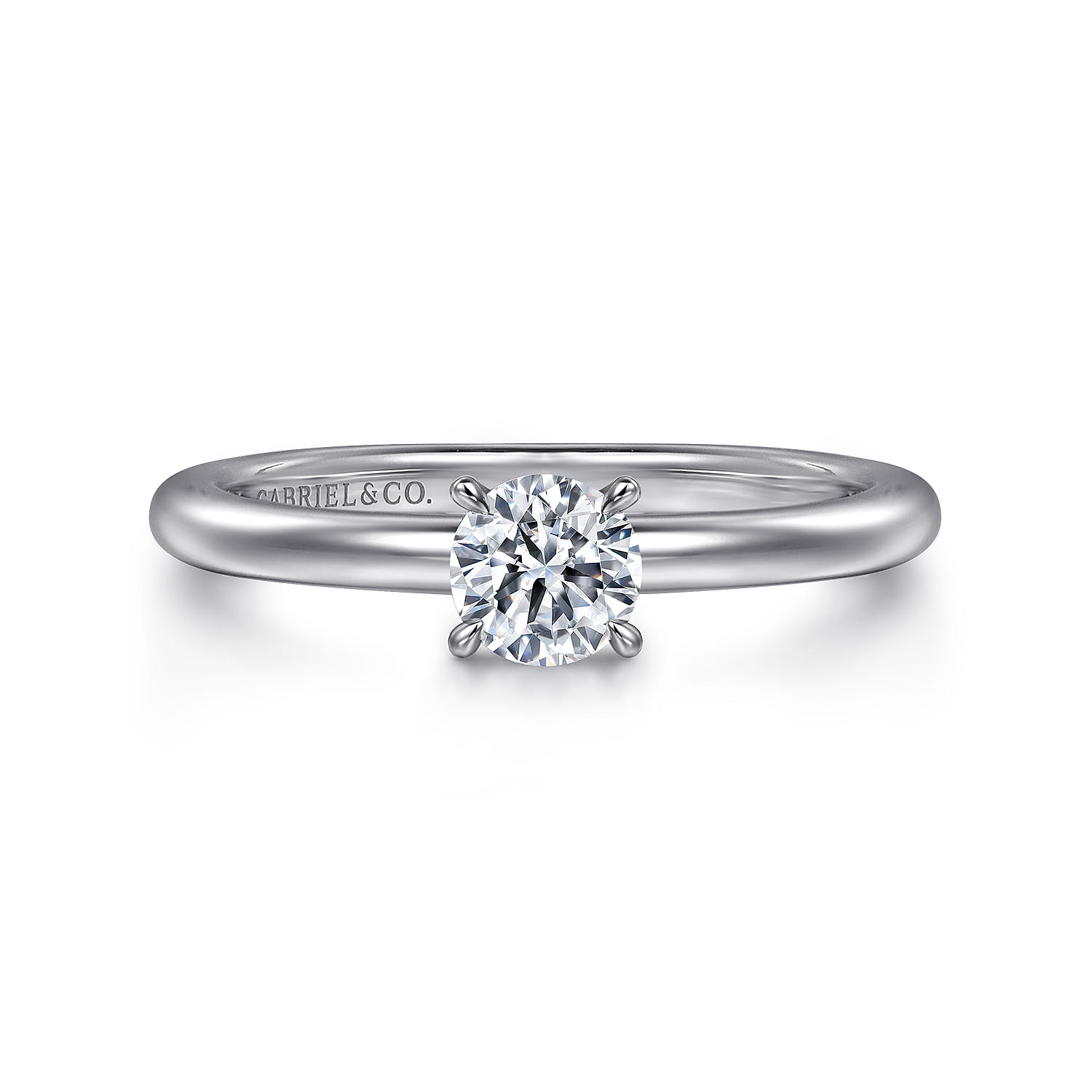 Ali - 14K White Gold Round Diamond Engagement Ring - Shot 1