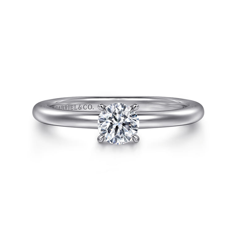 Ali - 14K White Gold Round Diamond Engagement Ring - Shot 1
