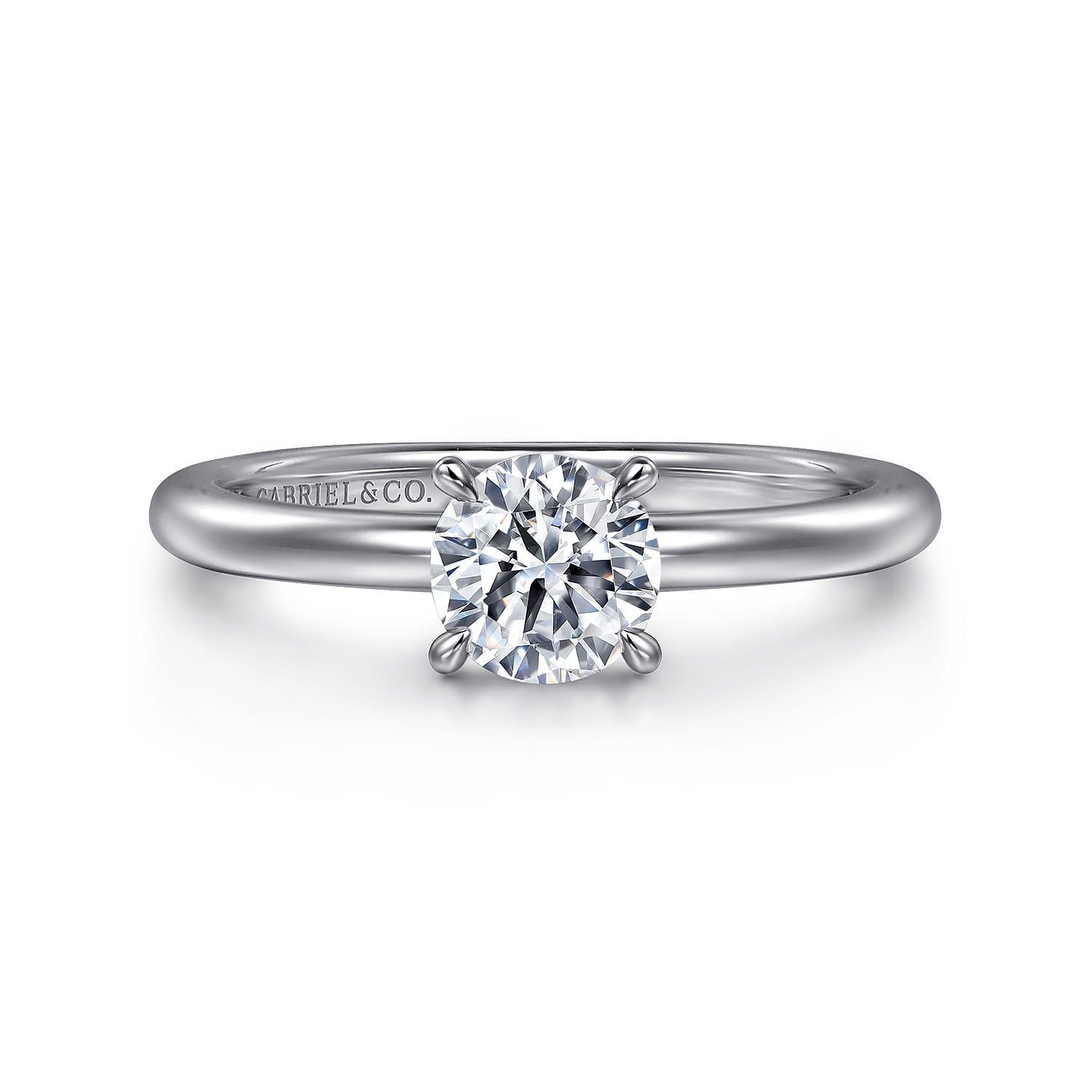 Ali - 14K White Gold Round Diamond Engagement Ring - Shot 1