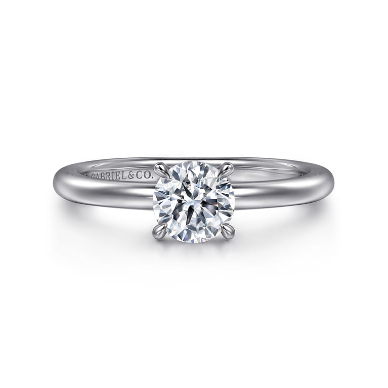 Ali - 14K White Gold Round Diamond Engagement Ring - Shot 1