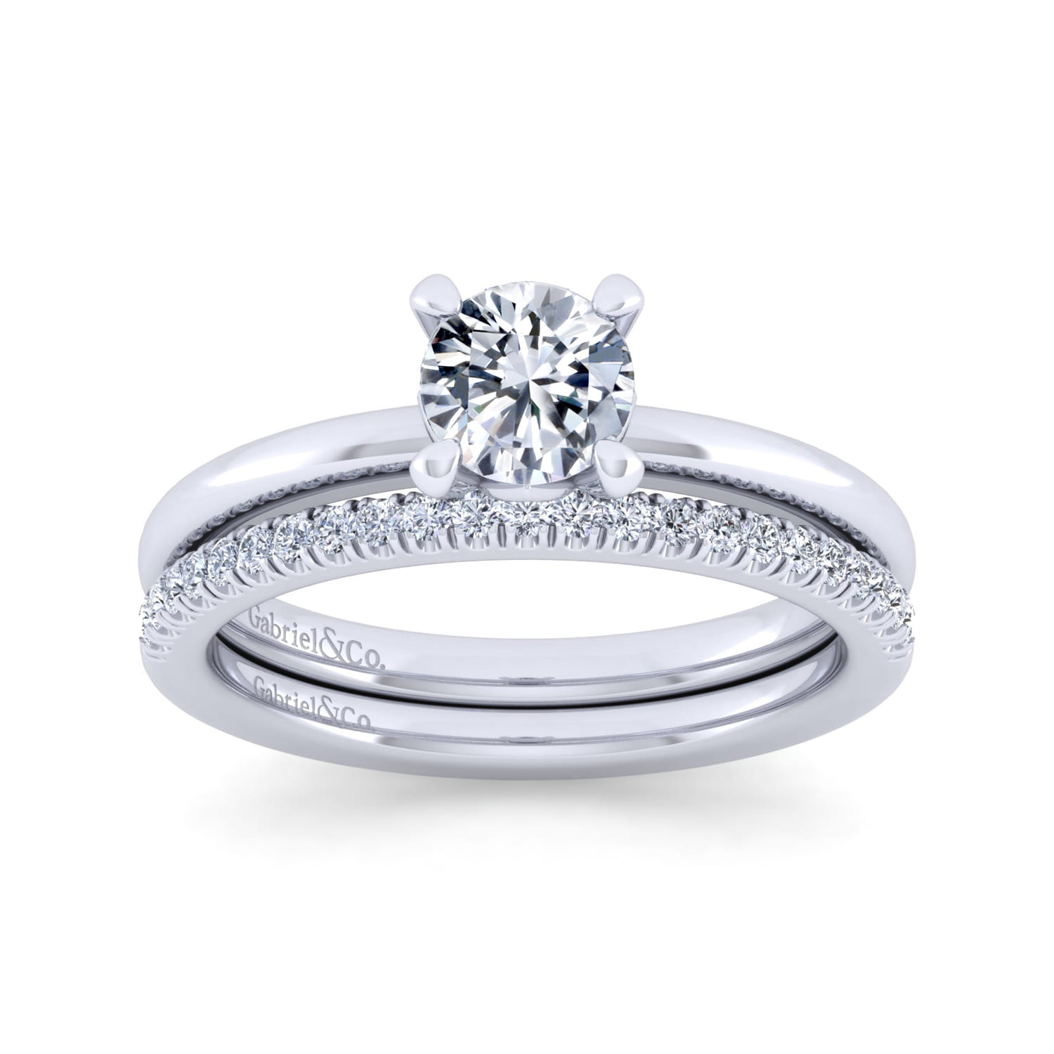 Ali - 14K White Gold Round Diamond Engagement Ring - Shot 4
