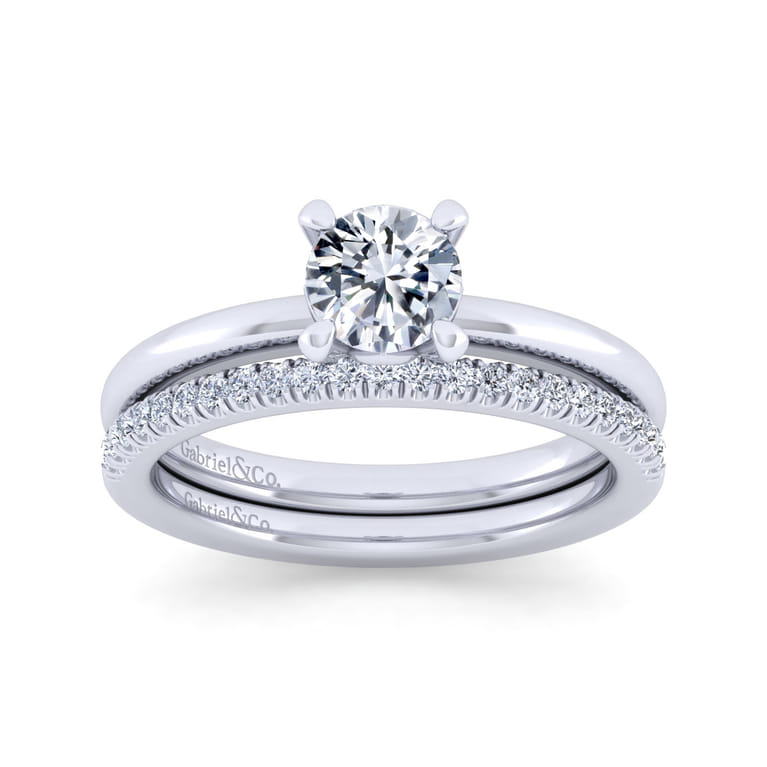 Ali - 14K White Gold Round Diamond Engagement Ring - Shot 4
