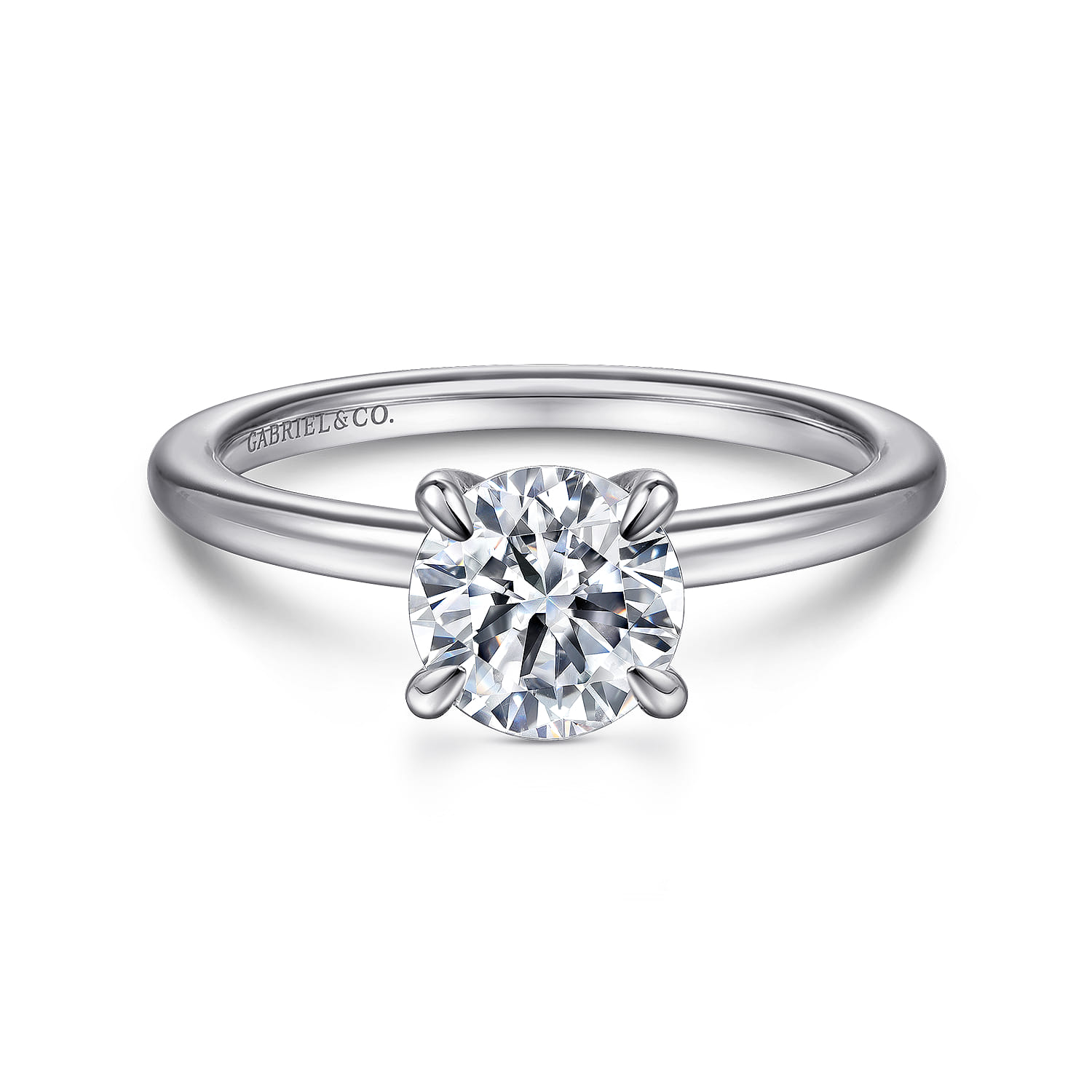 Ali - 14K White Gold Round Diamond Engagement Ring - Shot 1