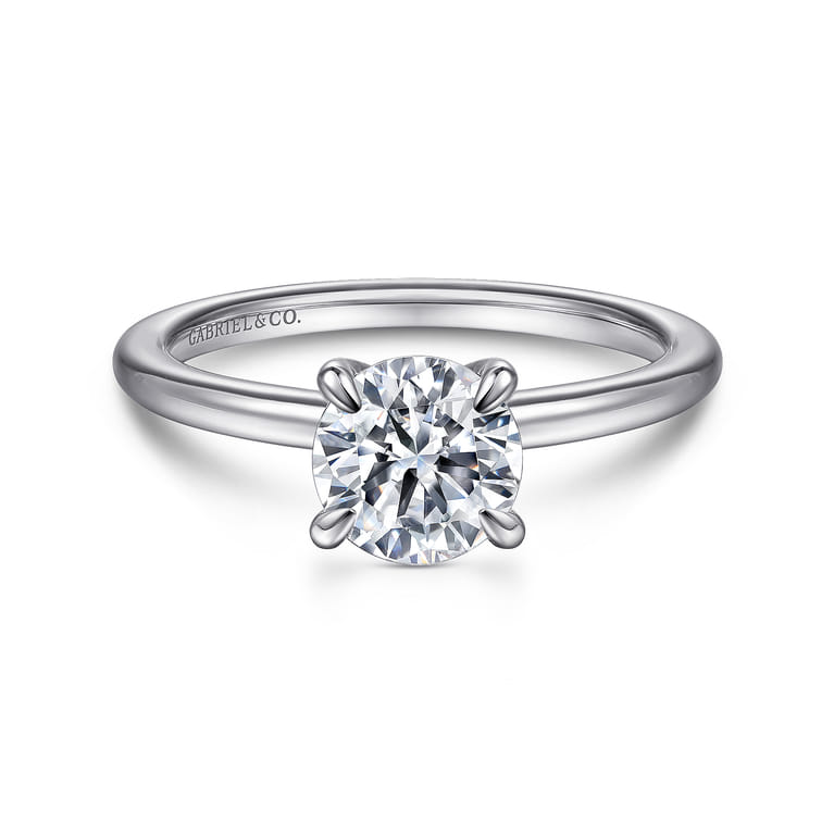 Ali - 14K White Gold Round Diamond Engagement Ring - Shot 1