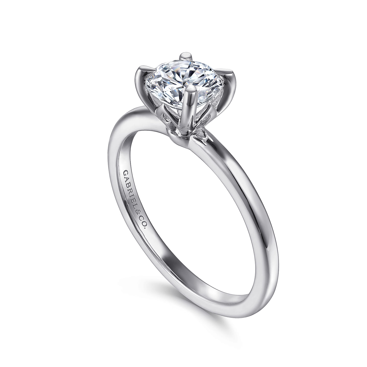 Ali - 14K White Gold Round Diamond Engagement Ring - Shot 3
