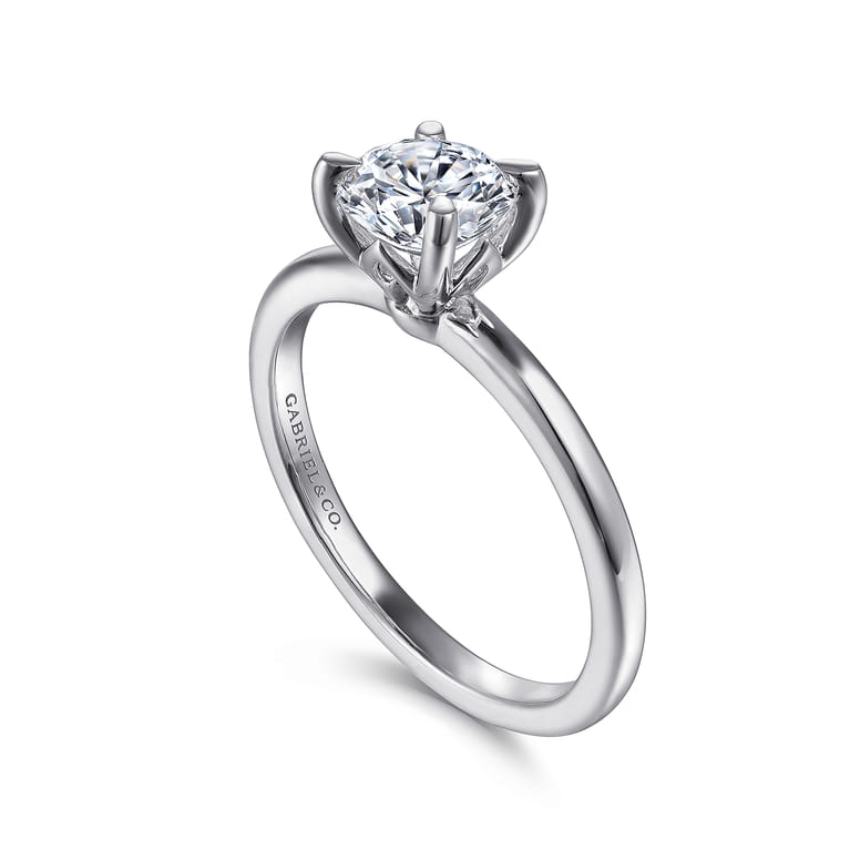 Ali - 14K White Gold Round Diamond Engagement Ring - Shot 3