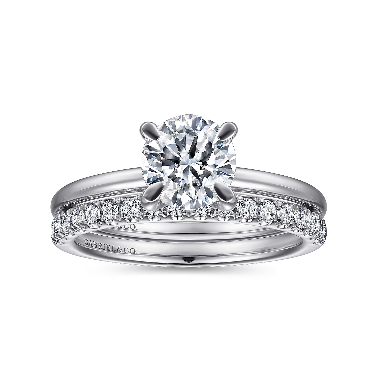 Ali - 14K White Gold Round Diamond Engagement Ring - Shot 4