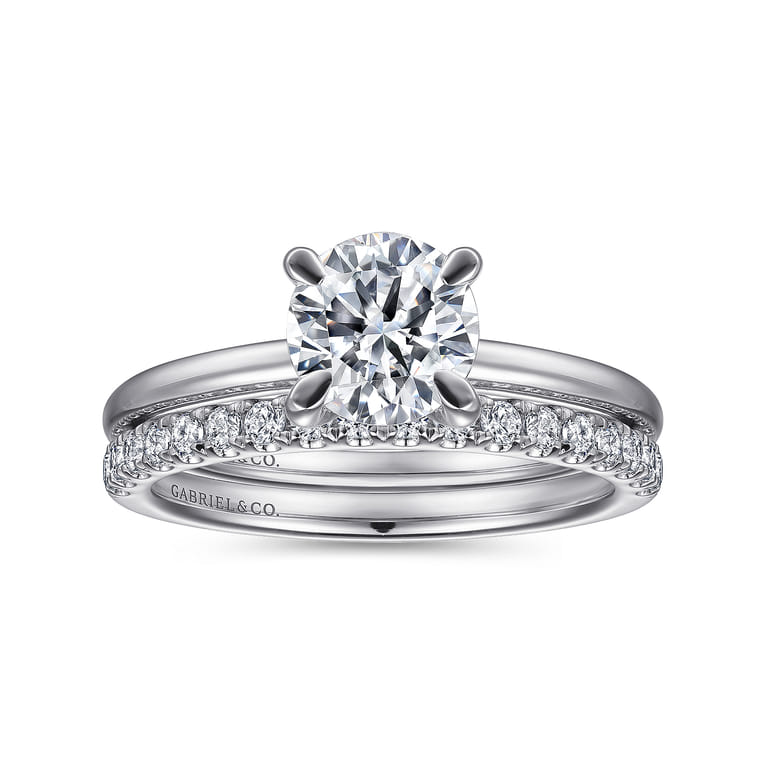 Ali - 14K White Gold Round Diamond Engagement Ring - Shot 4