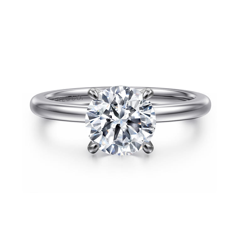 Ali - 14K White Gold Round Diamond Engagement Ring - Shot 1