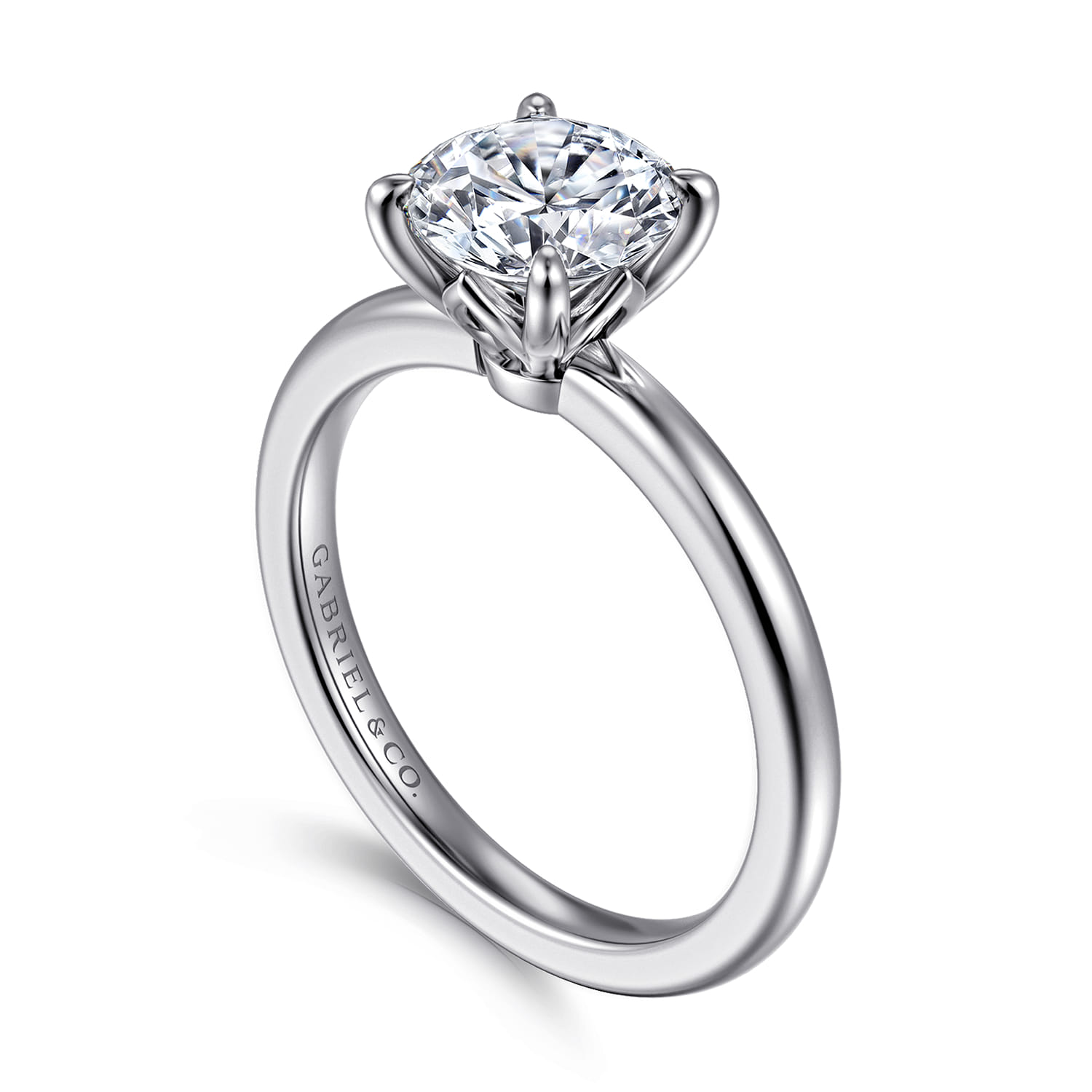 Ali - 14K White Gold Round Diamond Engagement Ring - Shot 3