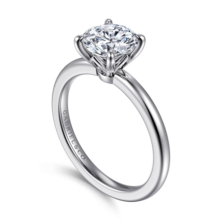 Ali - 14K White Gold Round Diamond Engagement Ring - Shot 3